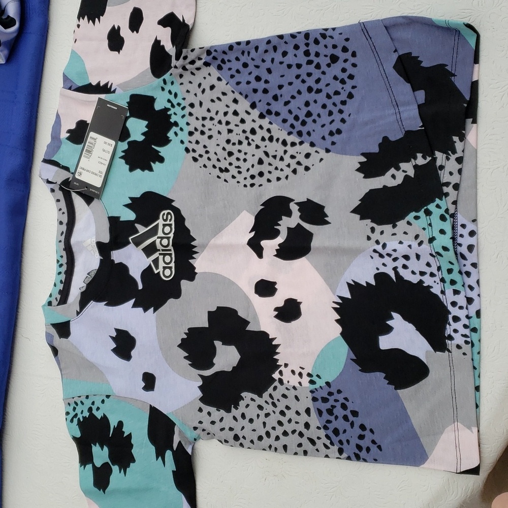 Adidas Short Sleeve multi-color print tee shirt